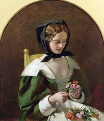 Girl Making a Bouquet of Flowers
